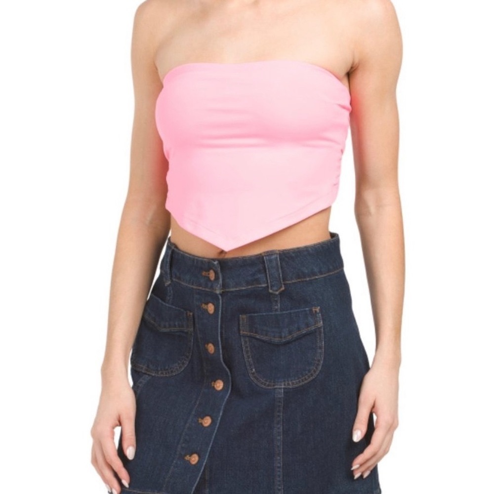 SUSANA MONACO Knockout Pink Made In Usa Handkerchief Tube Top